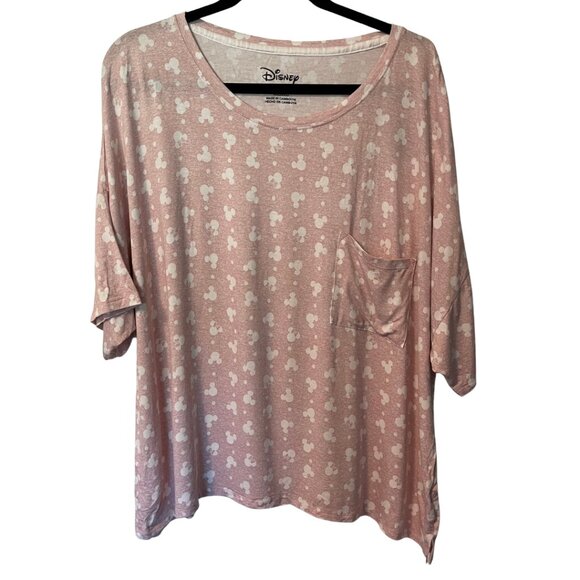 NWT Disney Mickey Mouse Pink Sleepwear Pajama Set XXL – Soft Knit Tee & Shorts - Picture 2 of 4